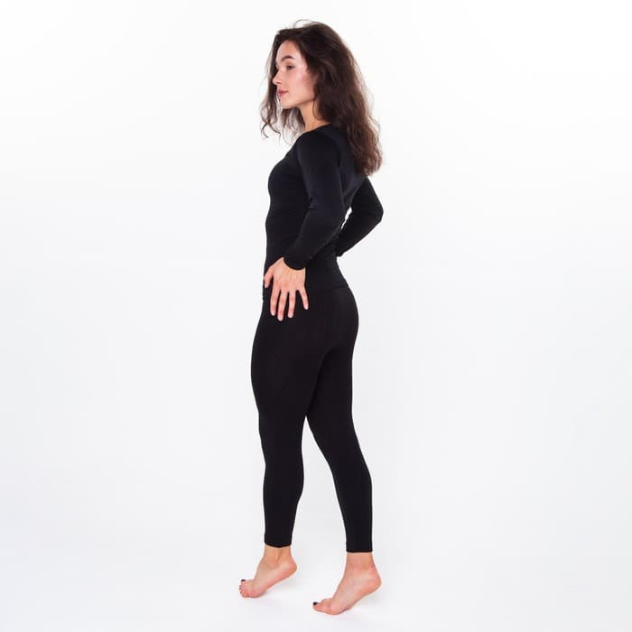 Термобельё женское (лонгслив, легинсы), чёрное, размер 42-44 (S)