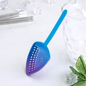 Ложка - сито барная для крупных частиц Flume, нержавеющая сталь, синий, фиолетовый