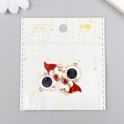 Металлический элемент, декоративная подвеска «Арт Узор. Космонавт в красном плаще», золото, 3.1×2.5 см