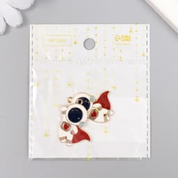 Металлический элемент, декоративная подвеска «Арт Узор. Космонавт в красном плаще», золото, 3.1×2.5 см