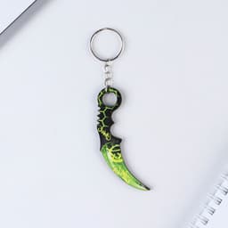 Брелок для ключей деревянный «Керамбит», зеленый, 3×8 см