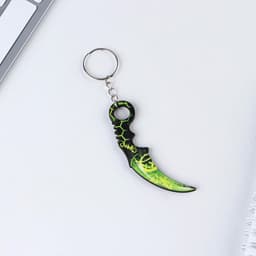 Брелок для ключей деревянный «Керамбит», зеленый, 3×8 см