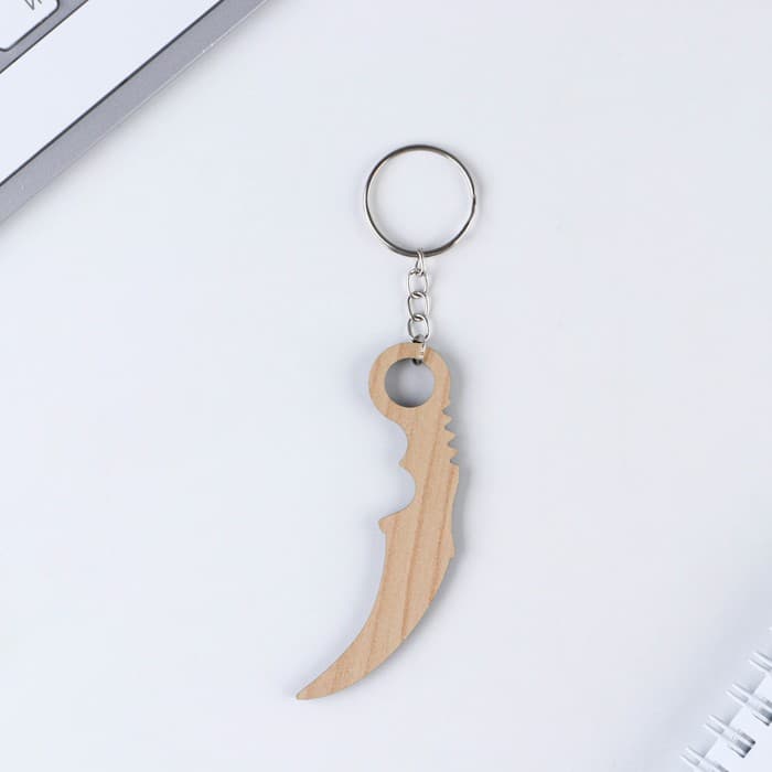 Брелок для ключей деревянный «Керамбит», зеленый, 3×8 см