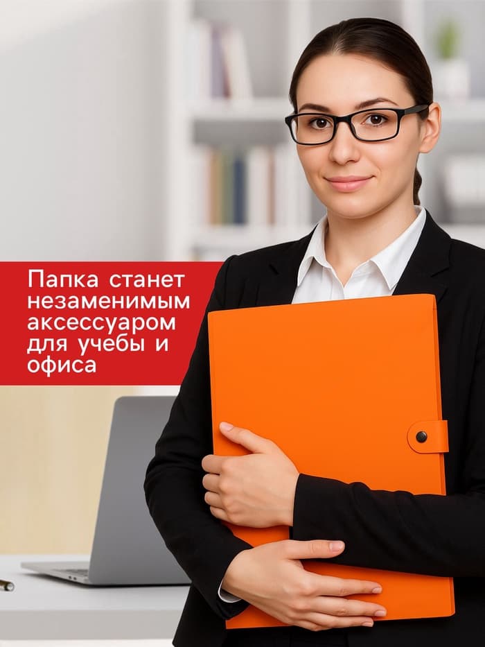 Папка-картотека на кнопке А4, ErichKrause Matt Neon, с 4 отделениями, пластик, микс