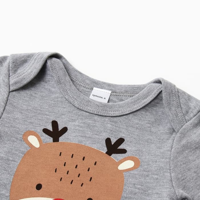 Боди детское «Крошка Я» Mery Xmas, рост 74-80 см, серое