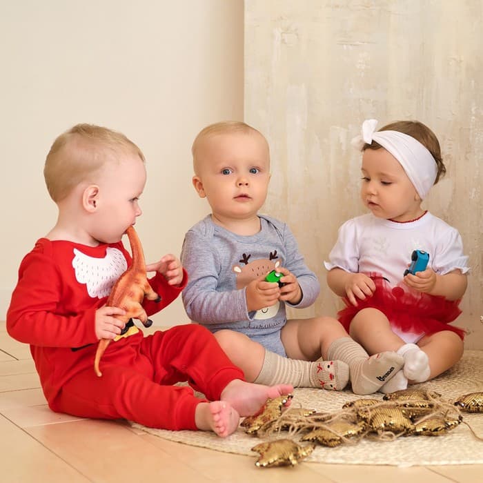 Боди детское «Крошка Я» Mery Xmas, рост 80-86 см, серое