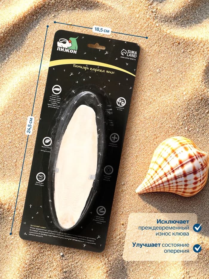 Панцирь каракатицы для птиц, 18 см, белый