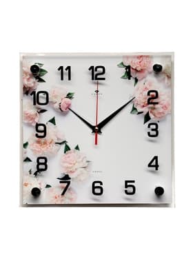 Часы настенные интерьерные «Цветы», бесшумные, плавный ход, 25×25 см, от батарейки 1×AA