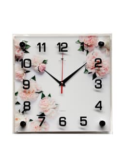 Часы настенные интерьерные «Цветы», бесшумные, плавный ход, 25×25 см, от батарейки 1×AA