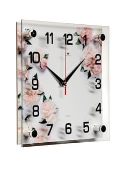Часы настенные интерьерные «Цветы», бесшумные, плавный ход, 25×25 см, от батарейки 1×AA