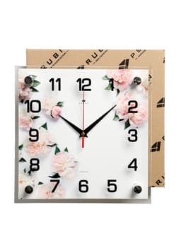 Часы настенные интерьерные «Цветы», бесшумные, плавный ход, 25×25 см, от батарейки 1×AA