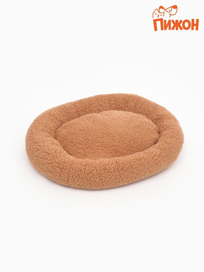 Лежанка для собак и кошек «Уют», мягкий мех, 50×42×11 см, коричневая
