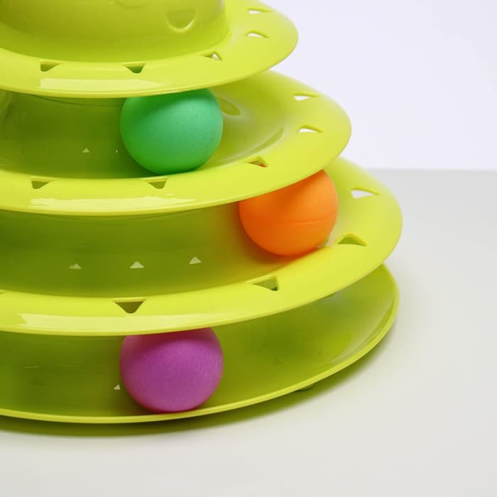 Игровой комплекс для кошек «Пижон», 24.5×24.5×13 см, с 3 шариками, зелёный