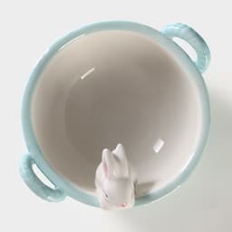 Конфетница Доляна «Зайка», 19.5×16.5×12.5 см, доломит, голубая