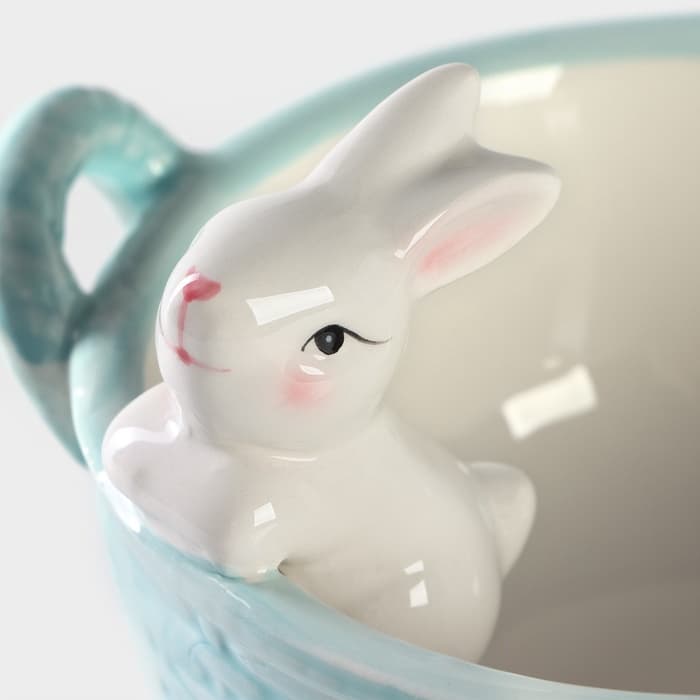 Конфетница Доляна «Зайка», 19.5×16.5×12.5 см, доломит, голубая