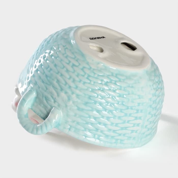 Конфетница Доляна «Зайка», 19.5×16.5×12.5 см, доломит, голубая