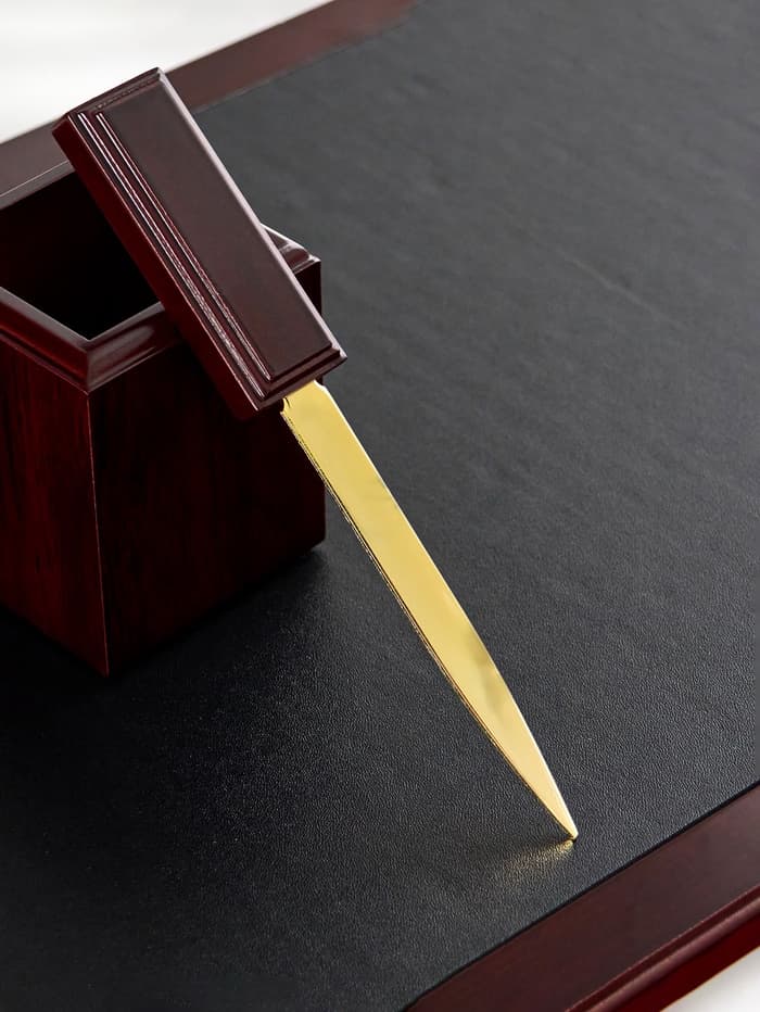 Набор настольный 5 в1 с часами, вишня