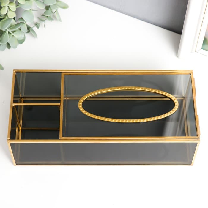 Шкатулка - салфетница «Затемнённая», стекло, органайзер, 7.5×11.5×25.5 см