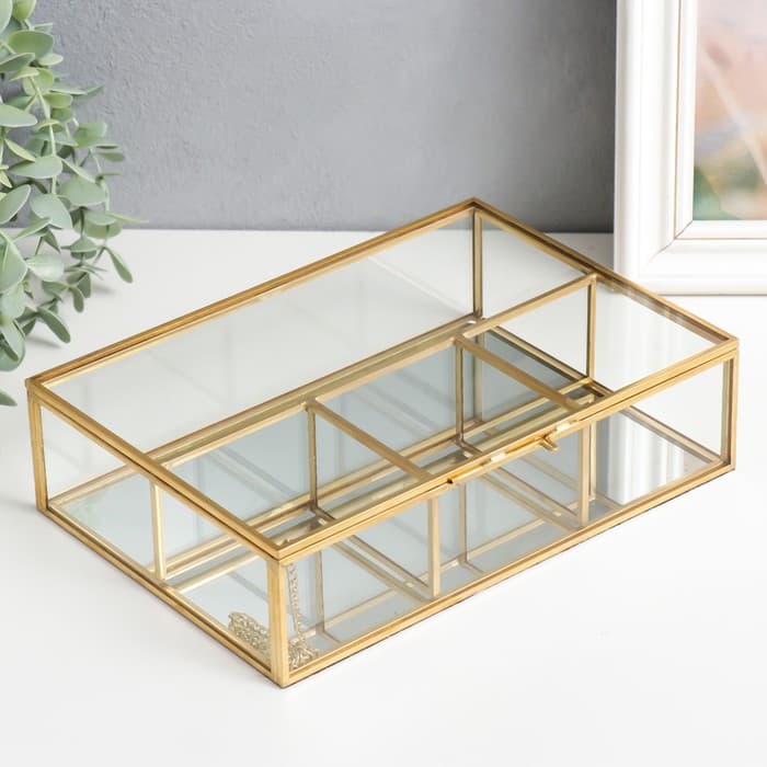 Шкатулка-органайзер для хранения украшений, мелочей «Минимализм», стекло, 6×16.5×23 см