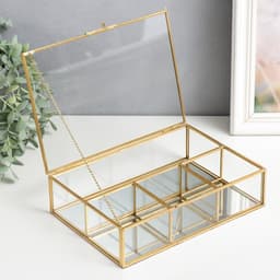 Шкатулка-органайзер для хранения украшений, мелочей «Минимализм», стекло, 6×16.5×23 см