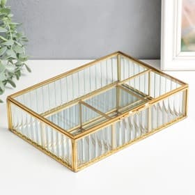 Шкатулка для украшений «Волны», органайзер для мелочей, стекло, 6×16.5×23 см