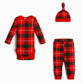 Набор новогодний: боди, штукианишки и шапочка Крошка Я «Клетка», рост 62-68 см