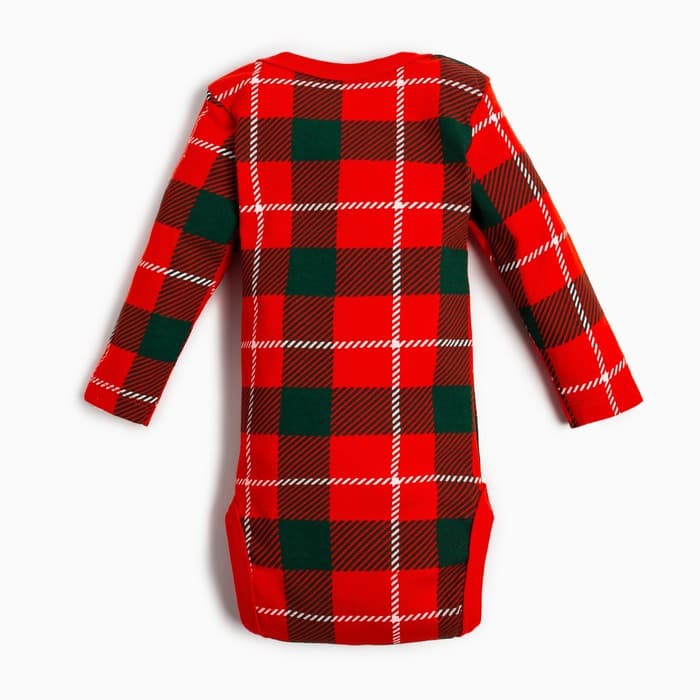 Набор новогодний: боди, штукианишки и шапочка Крошка Я «Клетка», рост 62-68 см