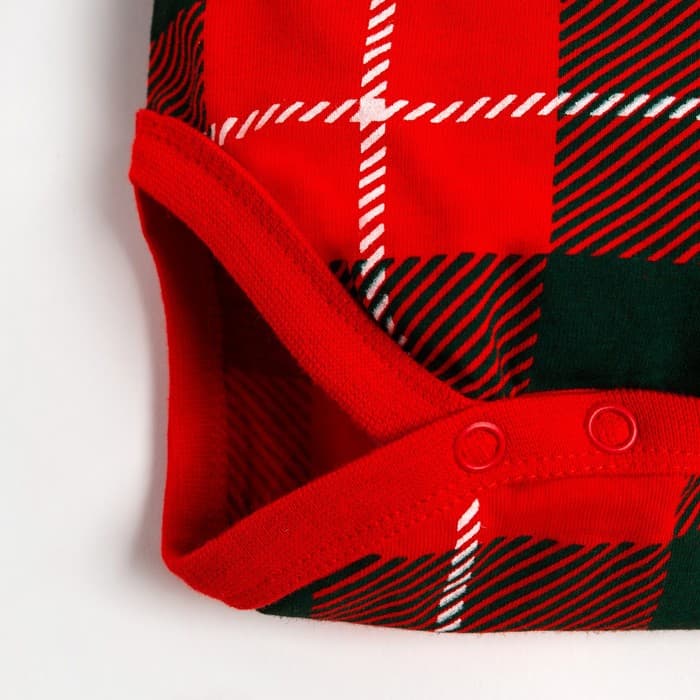 Набор новогодний: боди, штукианишки и шапочка Крошка Я «Клетка», рост 74-80 см