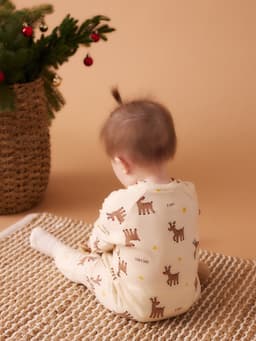 Комбинезон детский «Крошка Я» Merry Xmas, рост 68-74 см, бежевый