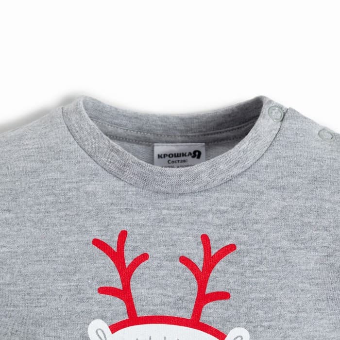Костюм детский (джемпер, брюки) «Крошка Я» Merry Xmas, рост 62-68 см, серый