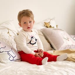 Костюм детский (джемпер, брюки) «Крошка Я. Новогодние зверята», рост 62-68 см, красный, белый