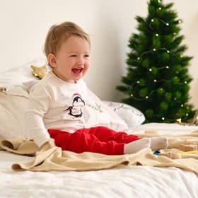 Костюм детский (джемпер, брюки) «Крошка Я. Новогодние зверята», рост 62-68 см, красный, белый