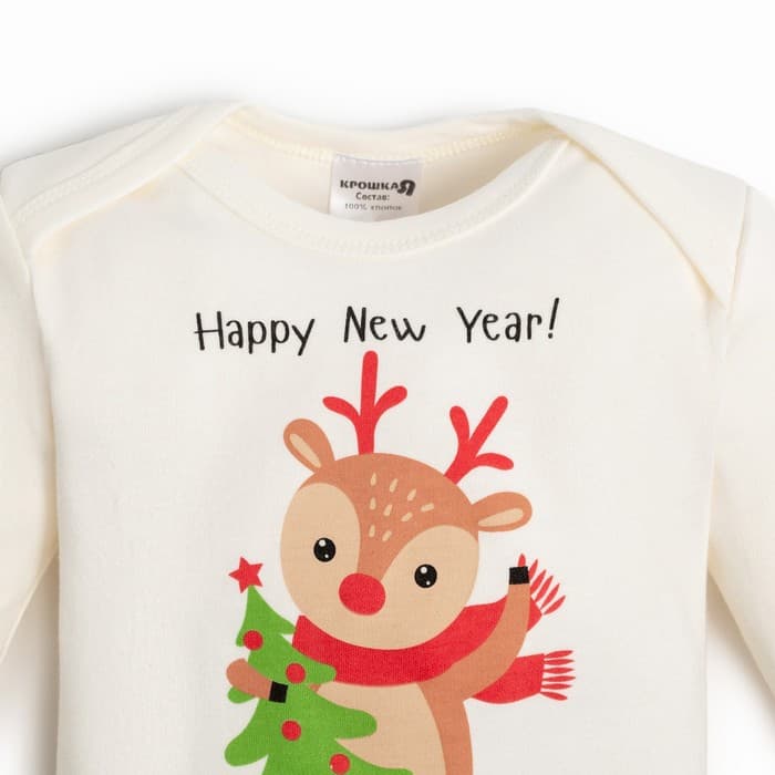 Костюм детский (джемпер, брюки) «Крошка Я. Новогодние зверята», рост 62-68 см, красный, белый