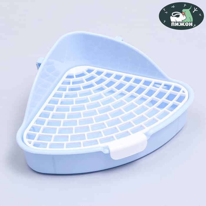 Туалет для кроликов и хорьков «Пижон», 24×18×11 см, угловой, пластик, синий