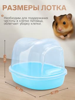 Ванночка - купалка для грызунов «Пижон», 13×10×10 см, фигурная, пластик, синяя