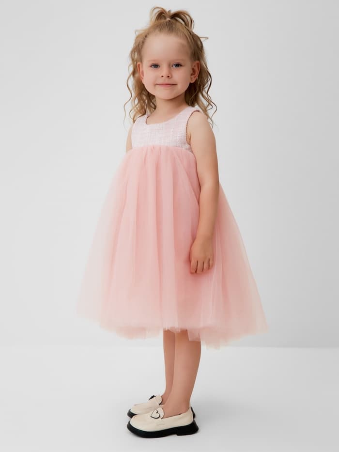 Платье нарядное для девочки MINAKU: PartyDress, розовое, рост 110-116 см