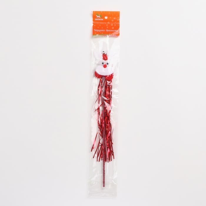 Дразнилка для кошек «Новогодний заяц», 30 см, с бубенчиком