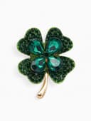 Брошь «Клевер», на удачу, цвет изумрудный в золоте