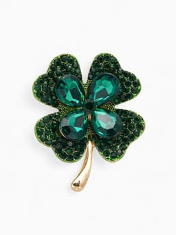 Брошь «Клевер», на удачу, цвет изумрудный в золоте