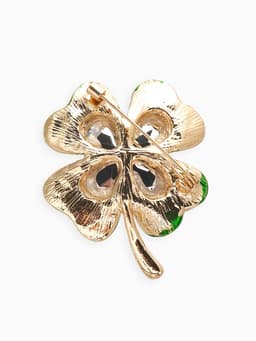 Брошь «Клевер», на удачу, цвет изумрудный в золоте