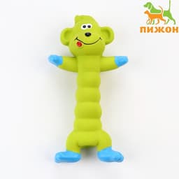 Игрушка для собак «Обезьянка», 21 см, пищащая, латекс, зелёная