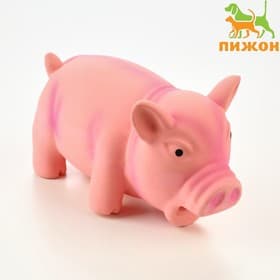 Игрушка хрюкающая для собак из латекса «Хрюшка», 16 см, розовая
