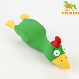 Игрушка для собак «Петух», 18 см, пищащая, латекс, зелёная