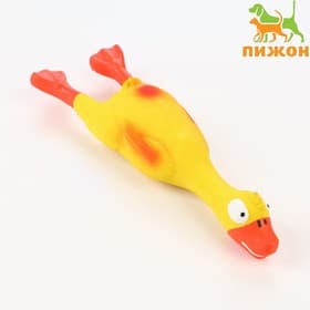 Игрушка для собак «Утка», 23 см, пищащая, латекс, жёлтая, оранжевая