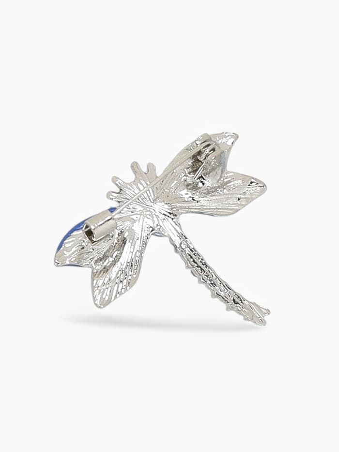 Брошь «Стрекоза - от сглаза», маленькая, синяя в серебре