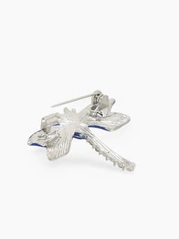 Брошь «Стрекоза - от сглаза», маленькая, синяя в серебре