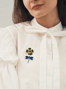 Брошь «Стрекоза - от сглаза», маленькая, синяя в серебре