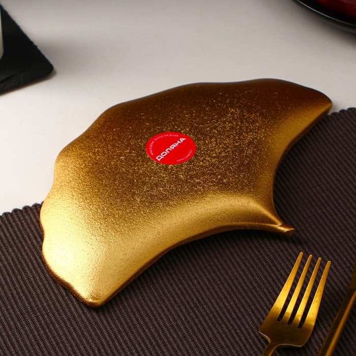 Блюдо для фруктов Доляна «Ракушка», 23×15 см, золотое