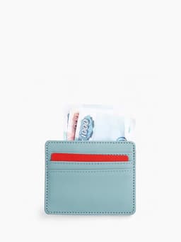 Картхолдер, на 3 карты, отделение для купюр, голубой