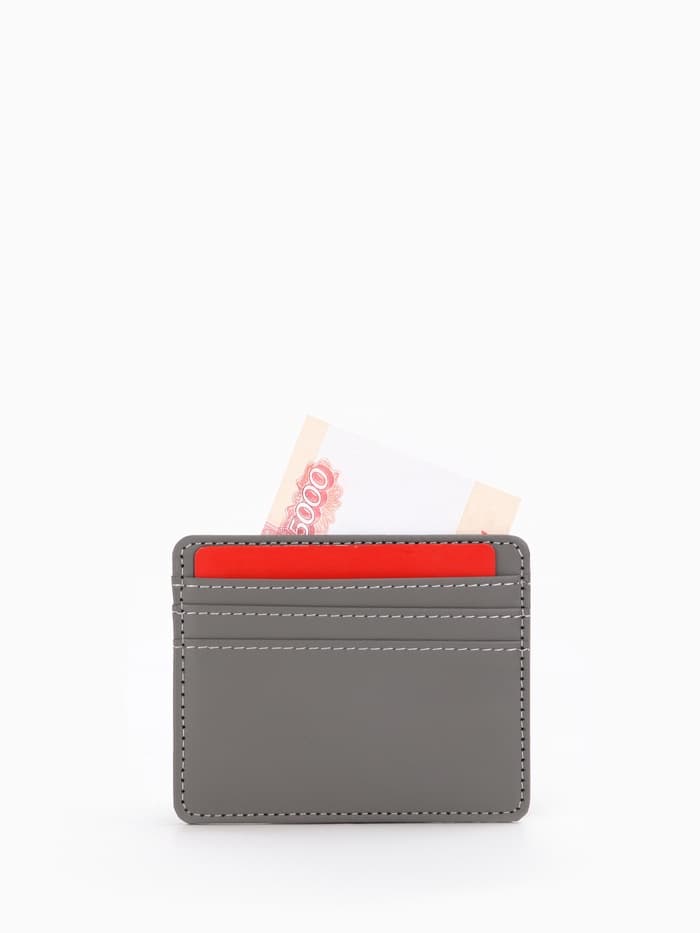 Картхолдер, на 3 карты, отделение для купюр, серый